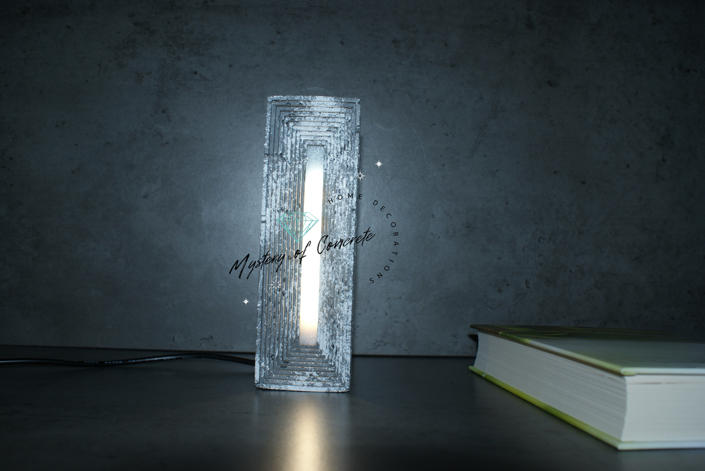 Rectangular concrete  marble effect led lamp