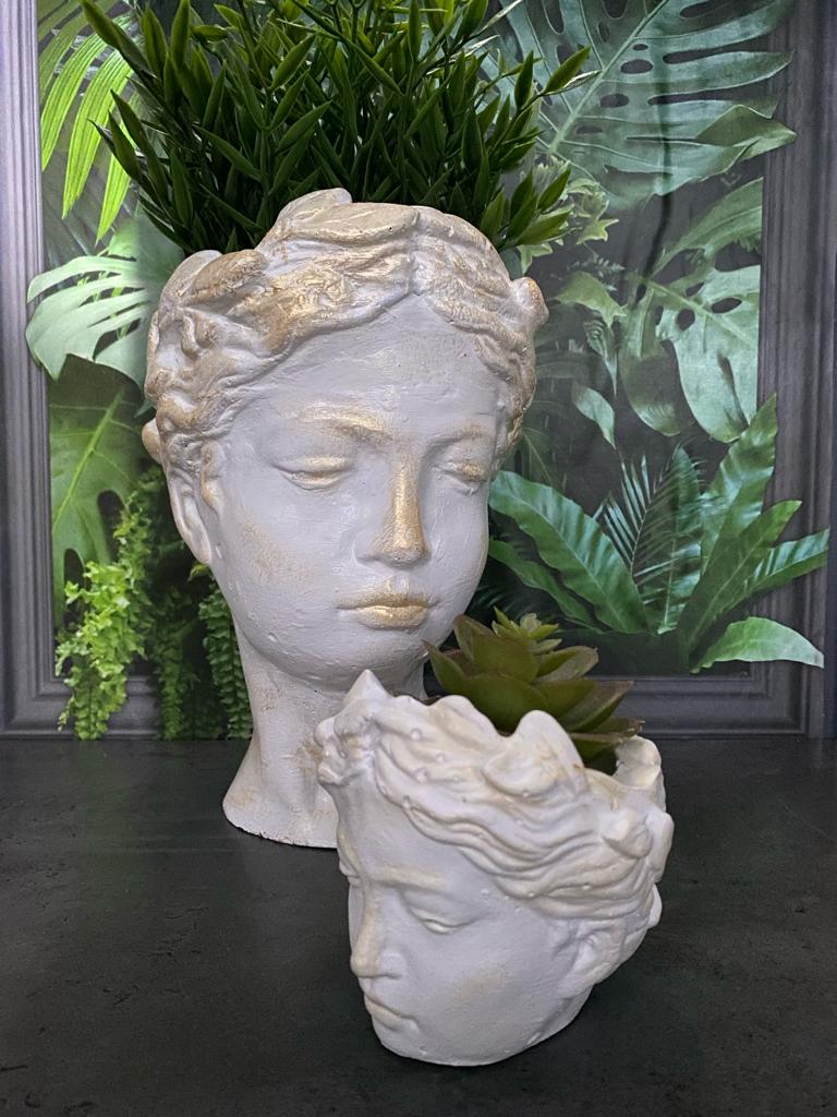 Goddess planter pot set, Woman angel head planter pot