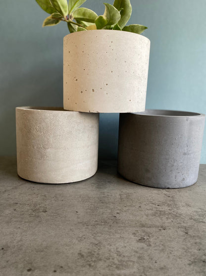 Round large concrete plant pot