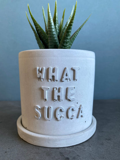 Funny message planter concrete plant pot