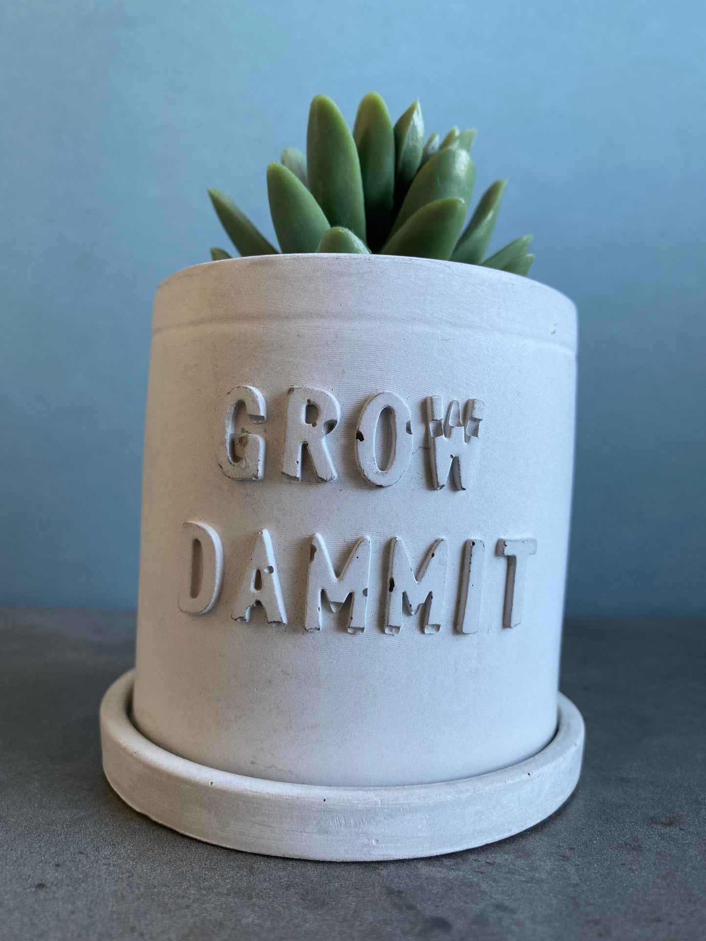 Funny message planter concrete plant pot