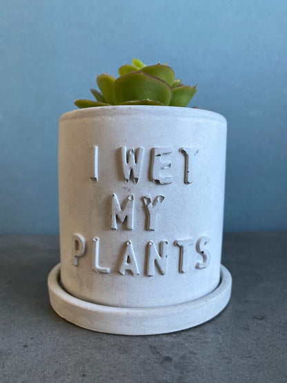 Funny message planter concrete plant pot