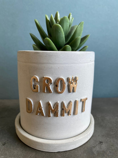 Funny message planter, concrete plant pots