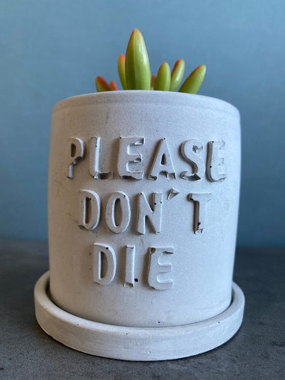 Funny message planter concrete plant pot